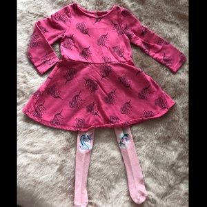 2T unicorn Dress + tights